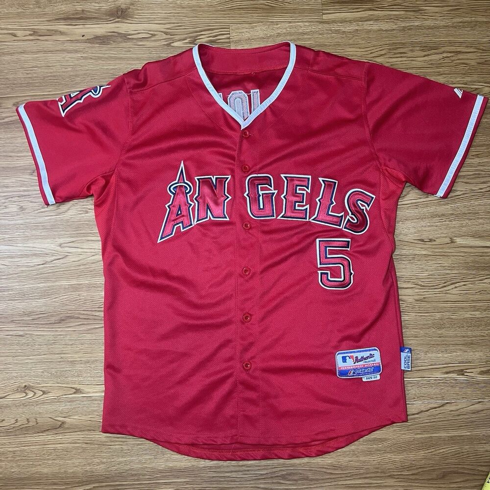Majestic Cool Base #5 Albert Pujols Los Angeles LA Baseball Jersey Sz 50 Red